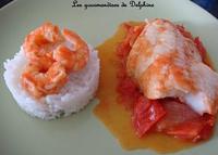 Filet de Dorade sur Lit de Tomates et ses Petites Crevettes