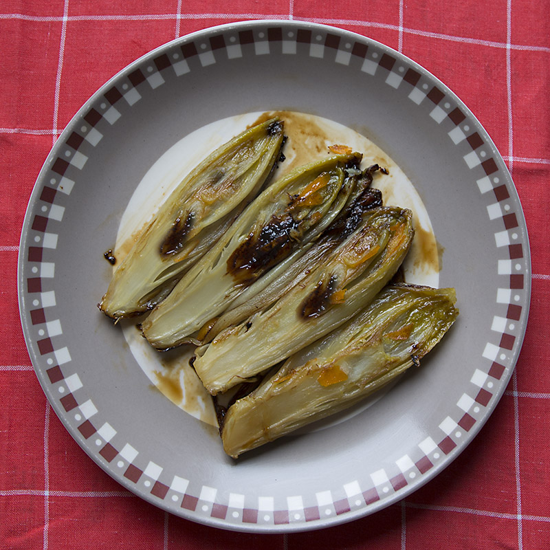 Endives caramlises au miel et  l\'orange