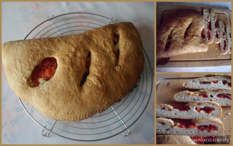 Fougasse aux Tomates Sches et aux Poivrons  l\'Huile