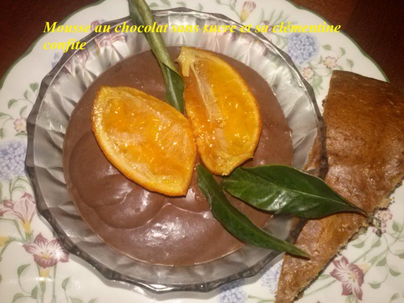 Mousse au chocolat sans sucre et sa clmentine confite