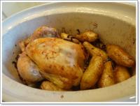 Poulet au four et rattes aux pices 