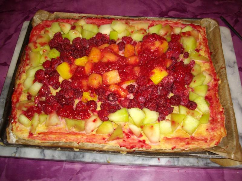 Tarte aux Fruits d\'t (Ananas, Melon et Framboises)