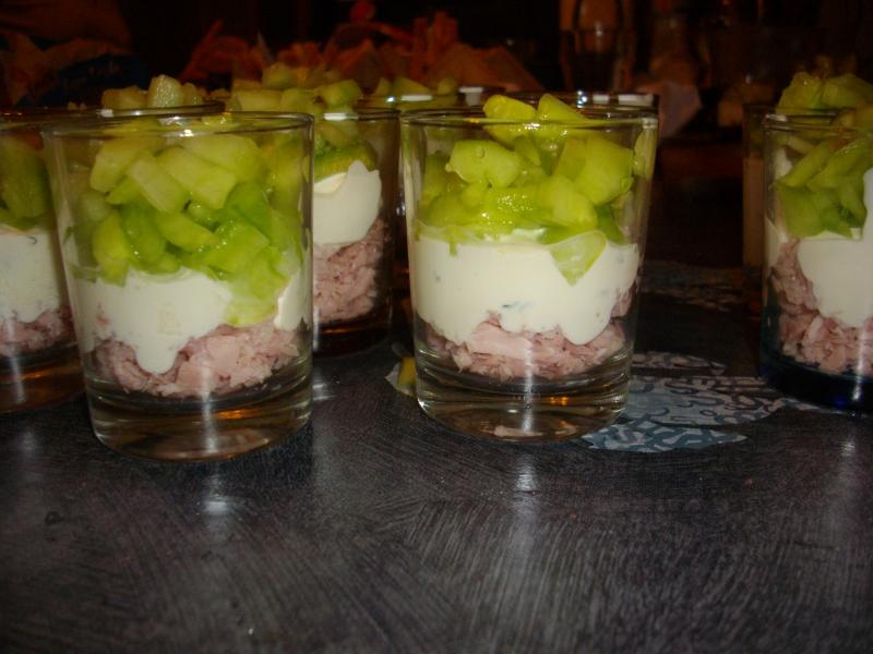 Verrine fracheur au concombre et jambon